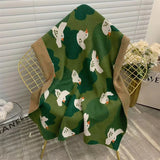 Yeknu Cartoon Bird Knitted Blanket Office Shawl Nap Blanket Simple Modern Air-conditioning Blanket Casual Sofa Towel Blanket