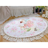 Yeknu Retro Plush Carpet Girl Cute Non-Slip Soft Tassel Floor Mat Home Decor Livingroom Rugs  Pastoral Comfor Bedroom Bedside Carpet