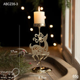 Yeknu Christmas Golden Wrought Iron Candlestick Star Elk Christmas Tree Candle Holder Merry Christmas New Year Table Decoration