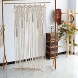 Yeknu Woven Macrame Curtain Tapestry Handmade Cotton Rope Window Door CurtainTapestry Bohemia Wedding Backdrop Taspetry Boho Decor