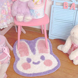 Yeknu Cartoon Rabbit Ins Wind Flocking Doorway Carpet Irregular Non-slip Absorbent Dirt Resistant Foot Mat Bedroom Bedside Mat