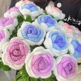 Yeknu 1PC Knited Flower Rose Tulips Daisy Fake Flowers Bouquet Wedding Party Decoration Hand Knitted Creative Flower Bouquet Gift