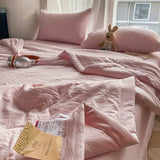 Yeknu Korean Ins Bedding Set, Luxury Quilt Cover, Pillowcase Flat Bed Sheets, Simple Girl Princess Ruffle Home Textiles