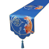 Yeknu Chinese Style Embroidered Table Flag High-End Rich fish Table Runners Home Wedding Decoration Simplicity Long Tablecloth