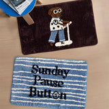 Yeknu Chic Tufting Letters Bathroom Mat Cartoon Dog Bathmat Rug Carpet Entrance Doormat Floor Anti Slip Foot Pad Aesthetic Home Decor