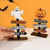 Yeknu Halloween Pumpkin Ghost Wooden Table Ornament Craft Halloween Home Table Decoration Supplies Halloween Party Kids Gift Favors