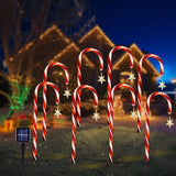 Yeknu Christmas solar candy cane lights, holiday parties, courtyard paths, atmosphere decoration props outdoor waterproof night lights