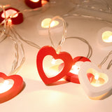 Yeknu 10 LED Love Heart String Lights Valentine's Day Wood Light Garland Led Fairy Lights Wedding Party DIY Decorations Supplies Props