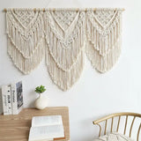 Yeknu Handwoven Macrame Tassel Pendant Wall Hanging  Tapestry  with  Wooden Stick Hand-Woven Bohemia Tassel Curtain Tapest