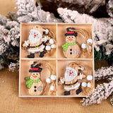 Yeknu 12/9Pcs Christmas Wooden Pendant Snowflake Xmas Tree Hanging Ornaments Christmas Decorations for Home Navidad Gift New Year