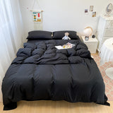 Yeknu Black Bedding Set Soft Bed Linen Set Washed Cotton Duvet Cover Pillowcase and Bedsheet постельное бельё набор Home Bedclothes