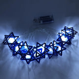 Yeknu 1.65M 10LED Judaism Mogen David Star Lights String Hanukkah Shavuot Jewish the Feast of the Dedication Menorah Party Supplies