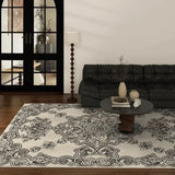 Yeknu French Retro Living Room Large Area Carpet Ethnic Style Bedroom Carpets Black White Home Rug Pattern Luxury Study Easy Care Rugs