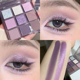 Yeknu Aurora Purple 9 Colors Eyeshadow Palette Smokey Purple Lace Shimmer Matte Silver Water Highlight Cool Tone Eye Shadow Korean