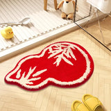 Yeknu Chinese Lantern Tufting Bedroom Rug Red Lucky Gourd Living Room Carpet Area Floor Pad Bathroom Mat Doormat Aesthetic Home Decor