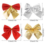 Yeknu 12/24pcs Christmas Bow Red Gold Mini Xmas Tree Bowknot Pendant Ornaments for Home Decoration Navidad New Year Party DIY Gifts