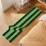 Yeknu Green Kitchen Rug Irregular Striped Floor Mat Runner Rug Accent Modern Carpet Home Decor Abstract Soft Flannel Non Slip Gift