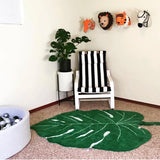 Yeknu Nordic Green Leaf Rug Cotton Kids Room Floor Mat Soft Baby Girl Boy Play Area Children Bedroom Playmat Spring Home Nursery Decor