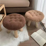 Yeknu Cookie Small Stool Soft Seat Chair Girlish Heart Bedroom Solid Wood Bench Lliving Room Kids Shoe Changing Stool Home Furniture