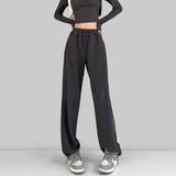 Yeknu Gray Sport Women's Sweatpants Korean Fashion Baggy Casual Jogger Pants Loose Kpop Sportswear Female Gym Vintage Hippie New