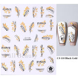 Yeknu - Bronzing Leaves Stickers for Nails Abstract Lines Painting Decals Flowers Animals Love Adhesive Sliders Decoration FBTH1105