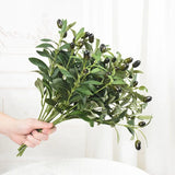 Yeknu 1/3pcs Artificial Olive Leaves Tree Branch Green Plant with Fruit for Home Garden Vase Decoration Wedding Bouquet Silk Flowers