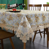 Yeknu Lace Embroidery Table Cover Flowers Luxury Tables Cloth Rectangular Round Wedding Coffee TV  Hotel Paty Cover Home Decor Mat