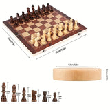 Yeknu 3 in 1 Foldable International Chess, Folding Wooden Portable Chess Game Board, Wooden Chess Board for Adults High-end Gift