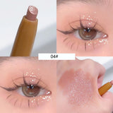 Yeknu Double Ended Silky Matte Eye Shadow Stick Rose Brown Glitter Nude Eyeshadow Pen With Eye Shadow Halo Dye Brush 2 in 1