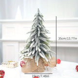 Yeknu 1 Piece Mini Falling Snow Christmas Tree PE Flocked Christmas Tree Tabletop Decorator Scene Arrangement Decorations