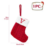 Yeknu Christmas Socks Knitting Snowflake Letter Stocking Christmas Decoration For Home 2024 Xmas Tree Ornament Gift Navidad Natal 2024