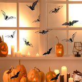 Yeknu Mini Halloween 3D Hollow Bat Wall Stickers Black Bat Sticker Room Decor Party DIY Decals Halloween Horror Bats Removable