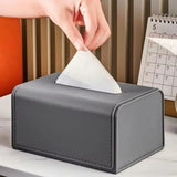 Yeknu Household Tissue Box Leather Napkin Holder Rectangle Wet Paper Case Living Room Office Decorative Car Organizer Desk Storage Box