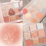 Yeknu Snow Sequin 9-Color Eye Shadow Palette Glitter Snowflake Diamond Pink Eye Shadow Korean Charming Contour Eyes Make Up Palette