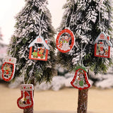 Yeknu 12/9Pcs Christmas Wooden Pendant Snowflake Xmas Tree Hanging Ornaments Christmas Decorations for Home Navidad Gift New Year