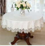 Yeknu European Style Round Tablecloth, Elegant Lace Tablecloth, Dining Table Cloth, Kitchen Table Cover, Decorative Towel