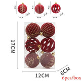 Yeknu 6Pcs/box 6cm Christmas Balls Ornaments Christmas Tree Hanging Pendants Christmas Decorations for Home 2024 Navidad New Year Gift