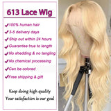 Yeknu 613 Blonde Body Wave Transparent Lace Front Wig Human Hair 13x4 13x6 HD Lace Frontal Wigs For Women 200 Density Remy Hair