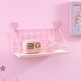 Yeknu Pink Wall Shelves Perforation-free Bedroom Decoration Simple Flower Stand Wall-mounted Partition One-word Shelf space saving