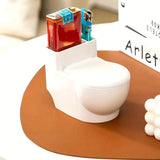 Yeknu Creative Ashtray Toilet Shaped with Lid Bathroom Wall Mounted Detachable Ashtray Anti Drop Thick Desktop Ashtray Storage Box ﻿