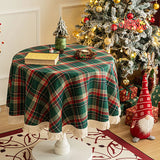 Yeknu Christmas Tablecloth Red Green Plaid Cotton Table Cloth Vintage Dining Table Cover For Home Party Birthday Christmas Decor