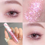 Yeknu 6 Colors Glitter Liquid Eyeshadow Waterproof Pearlescent Shiny Eye Shadow Highlighter Sequins Lying Silkworm Makeup Beauty Tool