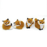 Yeknu Mini Plush Simulation Fox Squatting Fox Model Home Decoration Crafts Static Stuffed Plush Fox Doll Animal Figurine Party Gifts