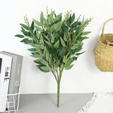 Yeknu Silk Artificial Willow Bouquet Fake Green Leaves for Wedding Home Garden Vase Decoration Jungle Party DIY Plants Wreath
