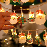 Yeknu Christmas Lights String Santa Claus Snowman Battery-operated Garland LED Christmas Decorative Light Party New Year's Decor