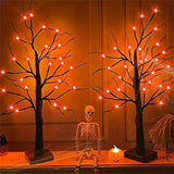 Yeknu 1pc 24in Orange And Purple Halloween Birch Tree Light Battery Operated Table Lamp Indoor Home Party  Halloween Decorations