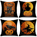 Yeknu 4PCS 45x45cm Halloween Cushion Cover Pumpkin Wizard Ghost Halloween Decor For Home Decorative Sofa Car Chair Decor PillowCase