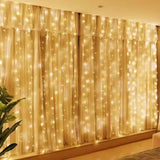 Yeknu 6/4/3M USB Curtain String Lights 8 Modes Bedroom Home Christmas Tree Garland Light Wedding Christmas Holiday Decor Fairy Lights