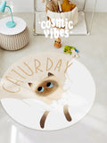 Yeknu Cartoon Cute Children Girl Room Round Bedroom Bedside Carpets Cat Living Room Large Area Carpet Computer Chair Cloakroom Rug 양탄자