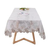 Yeknu European Waterproof Round Tablecloth Rectangle Embroidery PVC Transparent Table Cloth Soft Table Mat Household Lace Table Cover